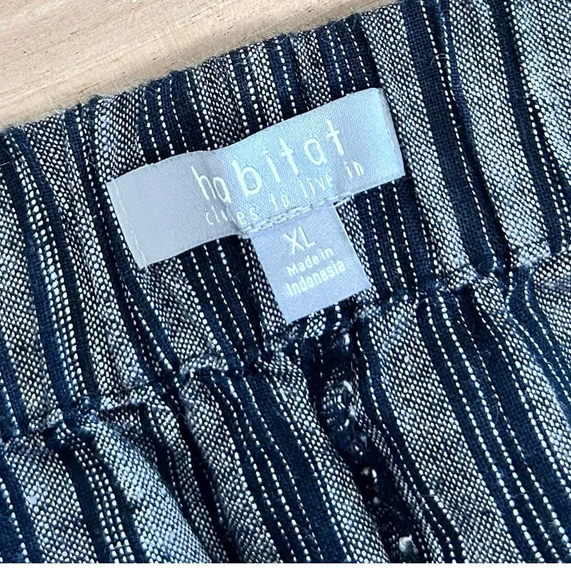 Habitat Black Gray Striped Linen Blend Pants Sz XL - Image 2