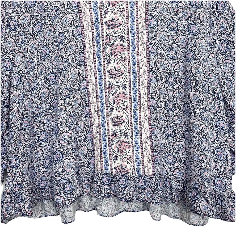 Cynthia Rowley Womens Flared Sleeve Paisley Floral Top 3X Festival Boho Hippie - Image 5