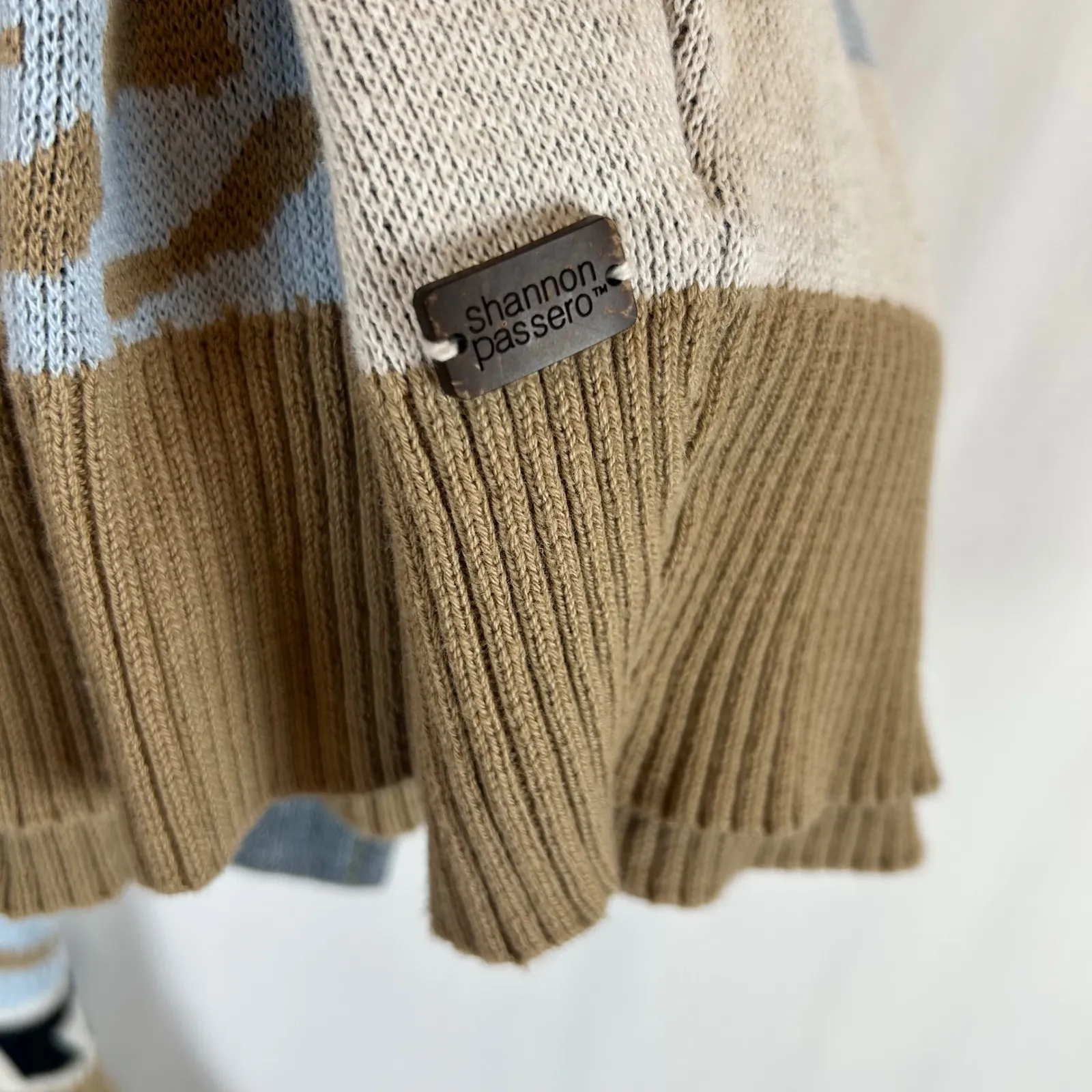 Shannon Passero Hooded Wisdom Cardigan Sweater‎ Knit Denim Pocket Womens OS Blue Size undefined - Image 6