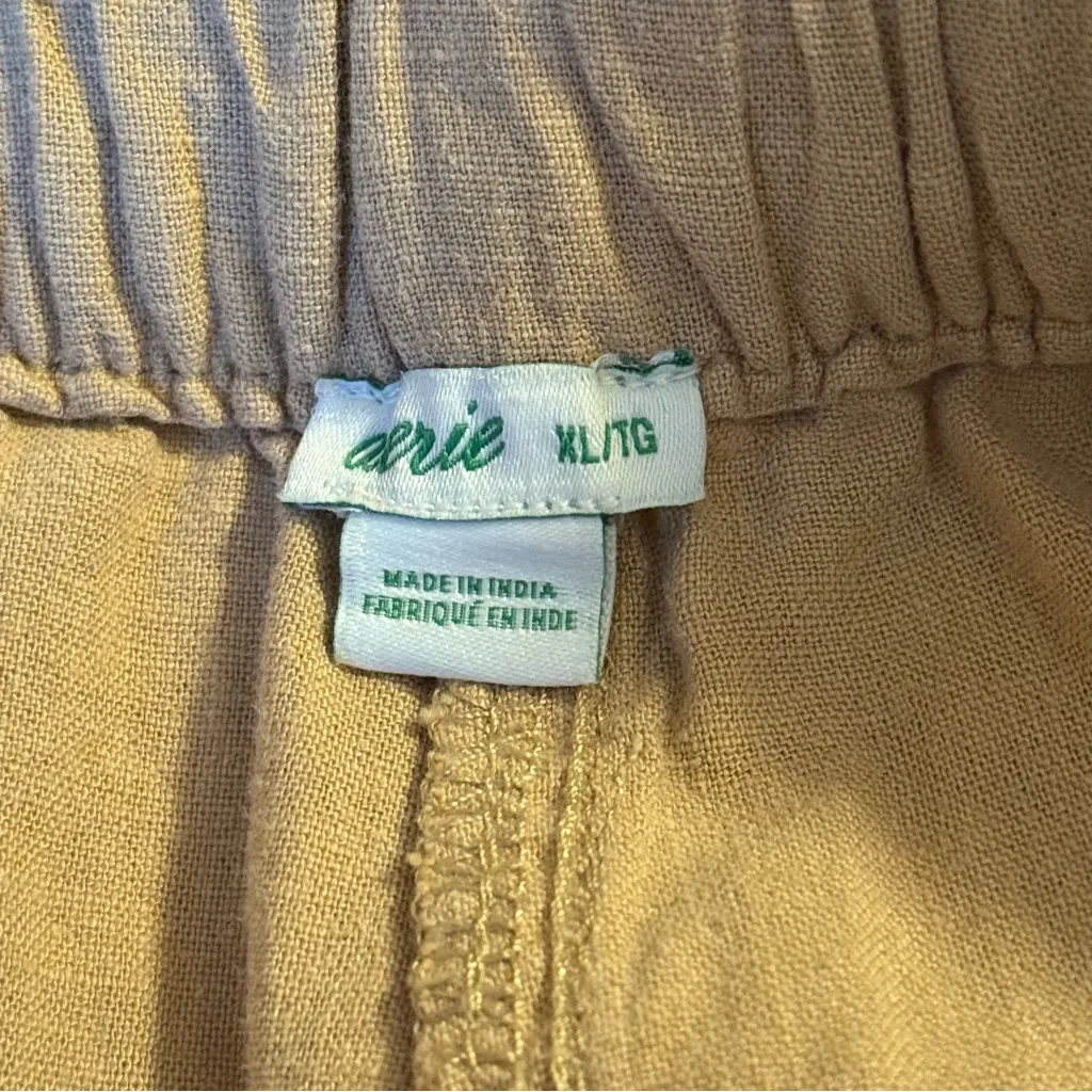 Aerie Womens Size XL Beige High Rise Cargo Jogger Pants Linen Blend Tie Waist - Image 4