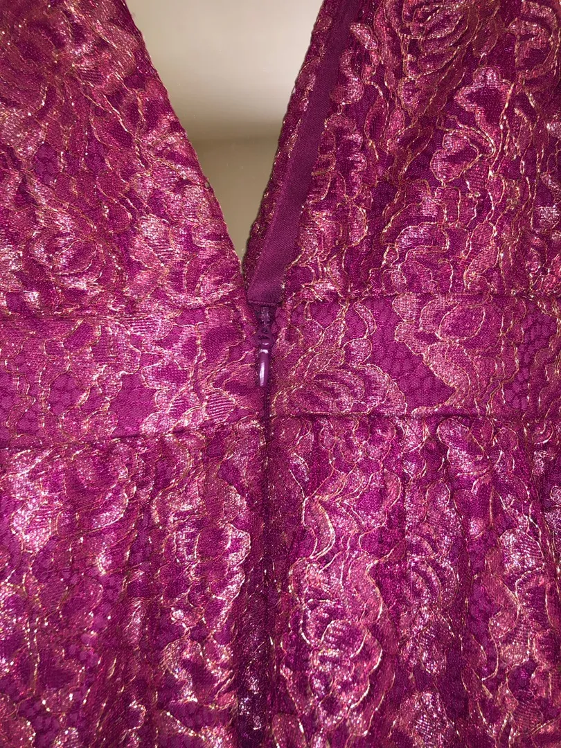 Red/Pink Lace Mini Dress - Image 5