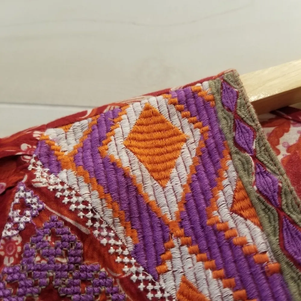 {S} Rachel Zoe Embroidered Floral Peasant Babydoll Top - Image 7