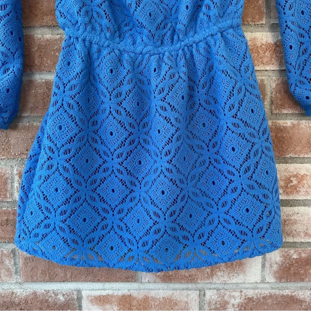 Lilly Pulitzer Lana Off Shoulder Romper Skort Blue Lace Women’s XXS - Image 5