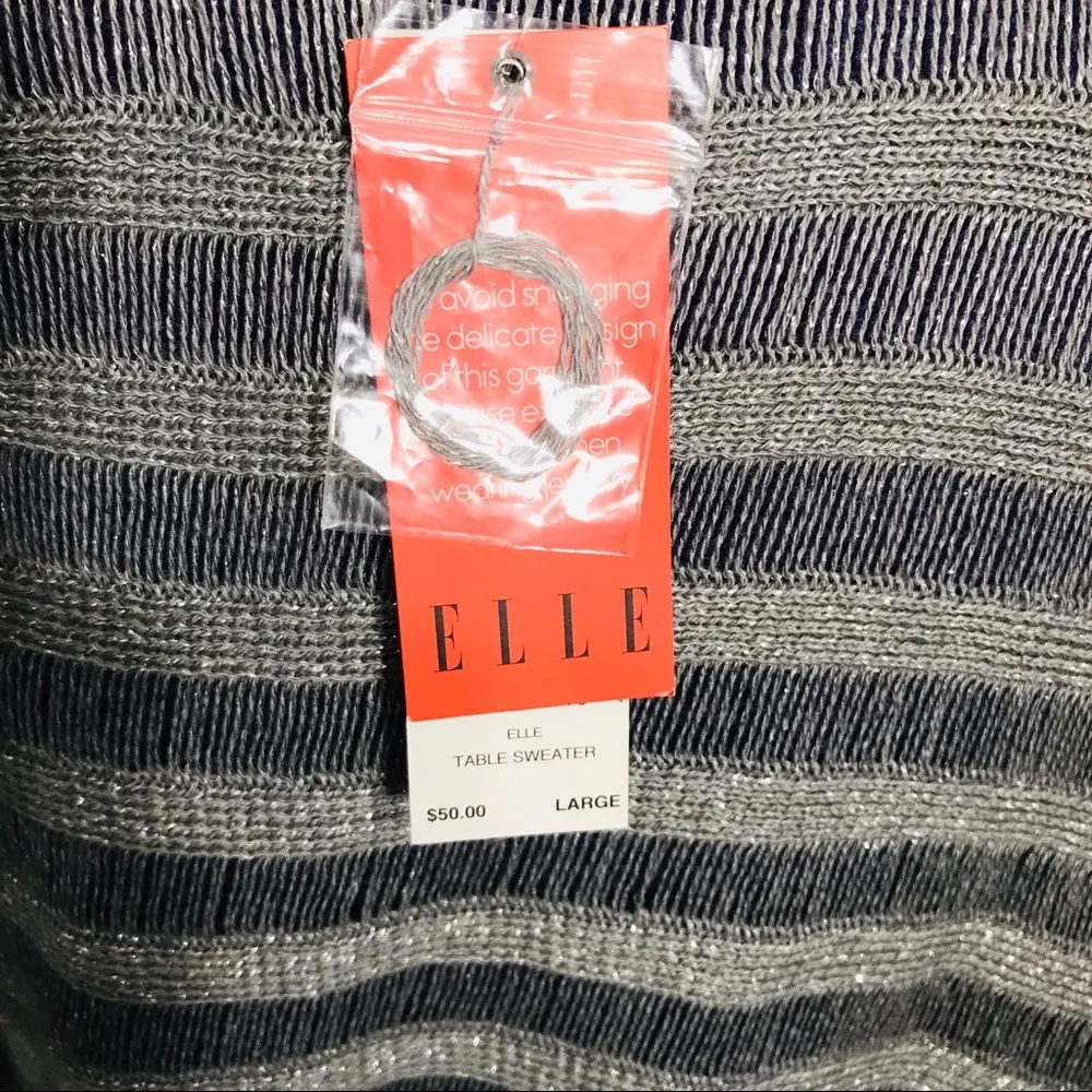 NWT Elle Metallic Silver Open Knit Dolman Top - Image 5