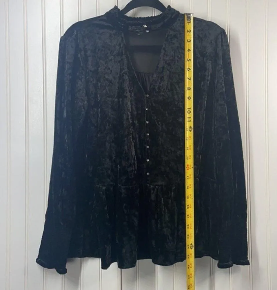 William Rast Womens Velvet Ramsey Choker Ruffled Neckline Peasant Top Size Large - Image 8