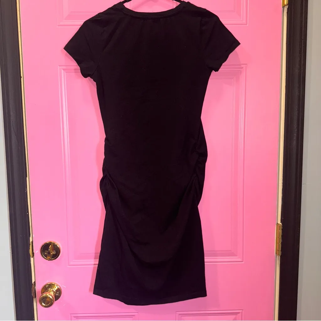 Old Navy Maternity Black Midi Dress with scrunchie sides. - Image 4