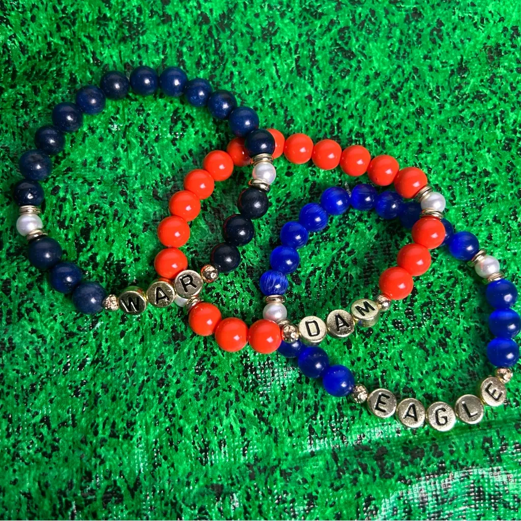 Auburn Tigers Beaded Game Day Bracelet Stack Blue & Orange Team War Dam Eagle - Image 5