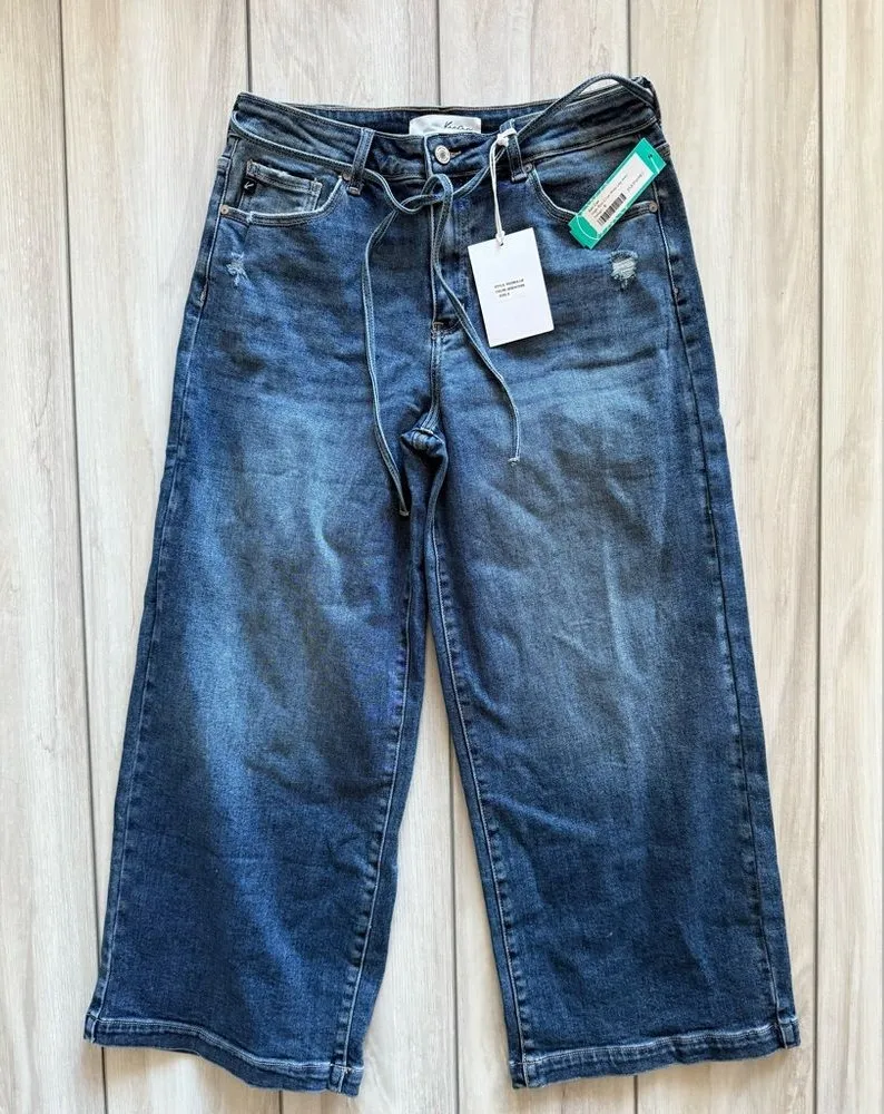 KanCan High Rise Crop Wide Leg Jean Blue Size 8 NWT STITCH FIX - Image 1