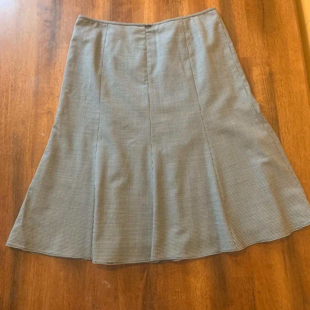 AK Anne Klein skirt 10 Black White Gingham Stretch Flair Back Zip Career Lined - Image 5