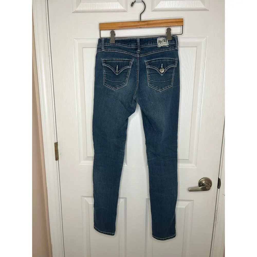 Vintage Y2K 2000s 17/21 Exclusive Denim Women's Jeans Missing Back Button Size 4 Blue - Image 11