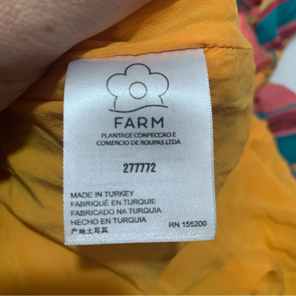 Farm Rio size XS Anthropologie rainbow Colorful Striped Midi Dress square pink - Image 12