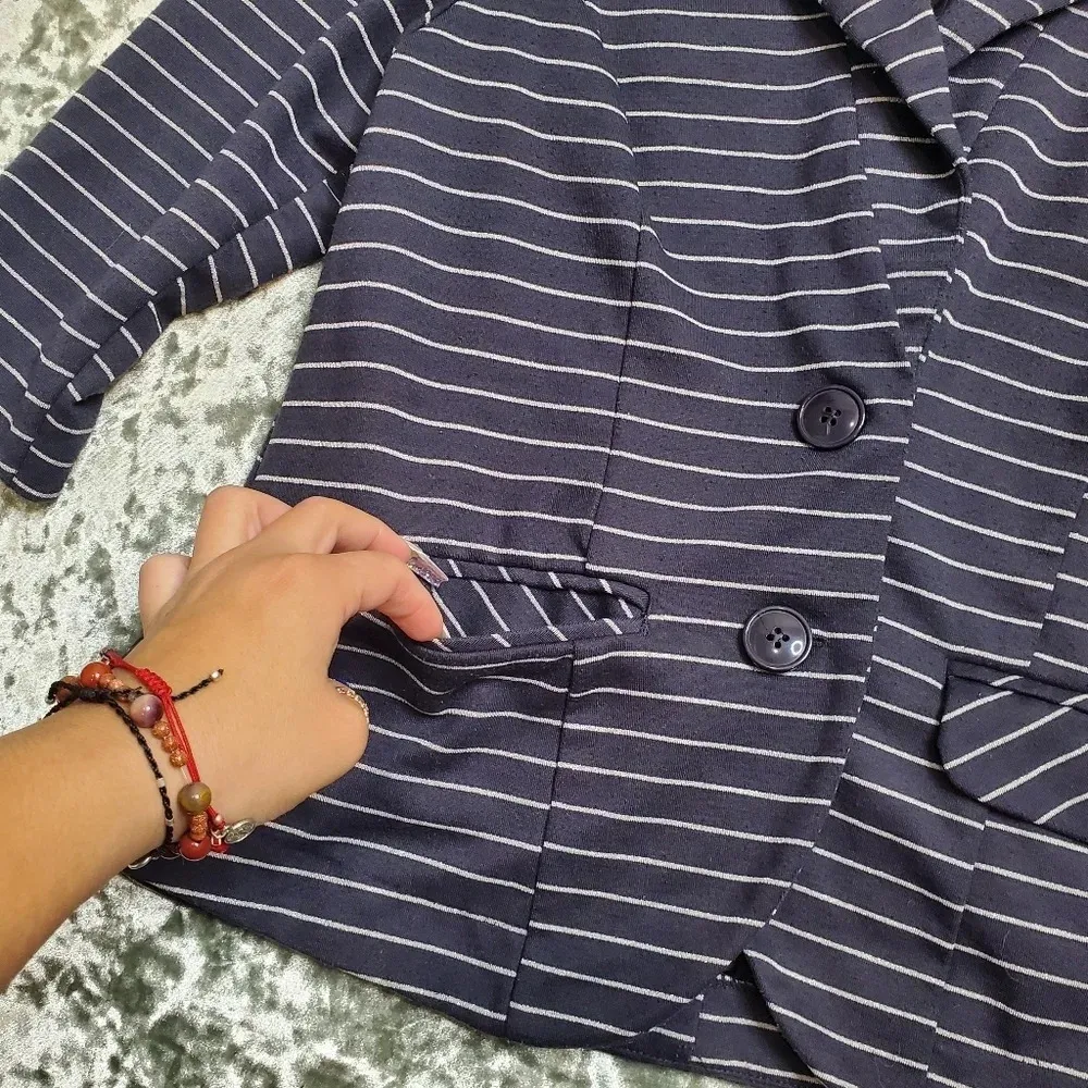 Torrid Striped Grey Glitter/ Navy Blazer - Image 2