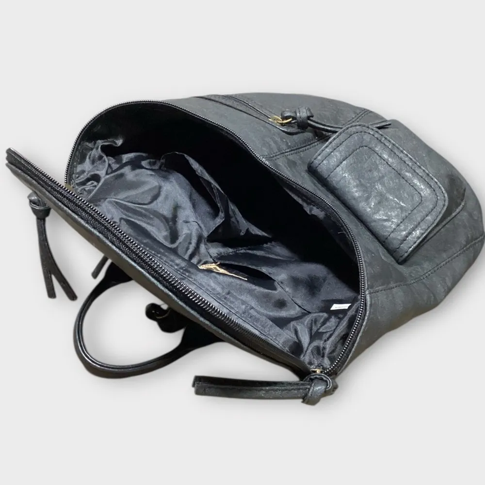 Stylish Dark Grey Vegan Leather Backpack Crossbody Bag GAL Brand - Image 9