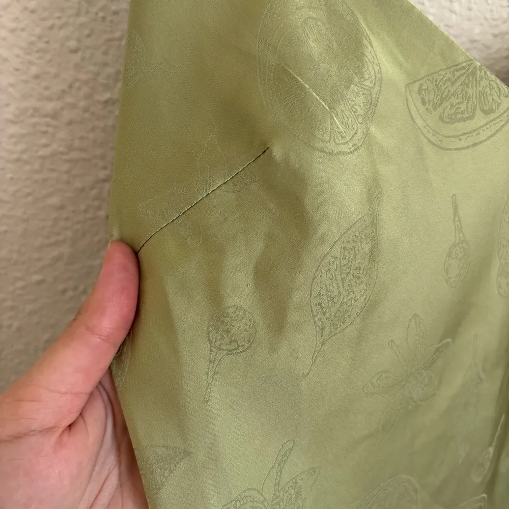 Isalis fruit salad satin high slit midi dress in green - Image 5