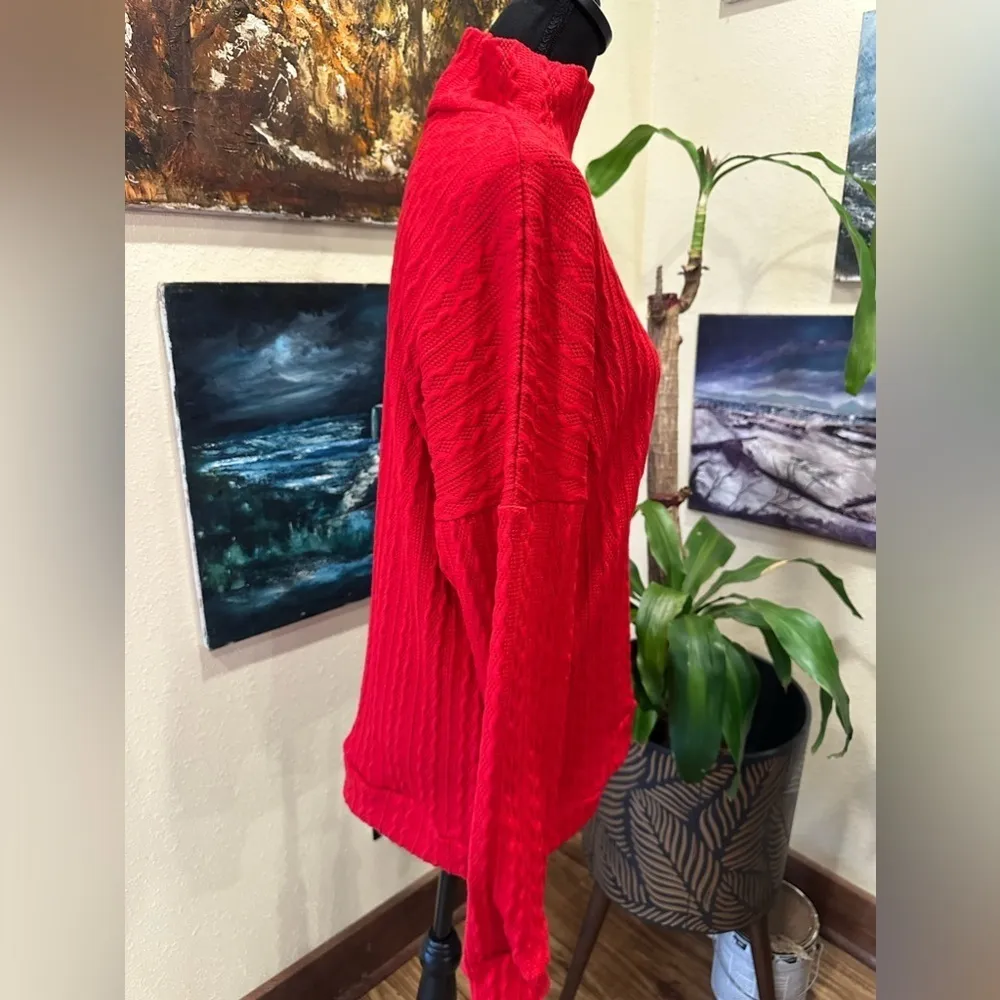 NWT GRACE & EMMA RED ONE SHOULDER OFF LONG SWEATER TURTLE NECK - Image 5