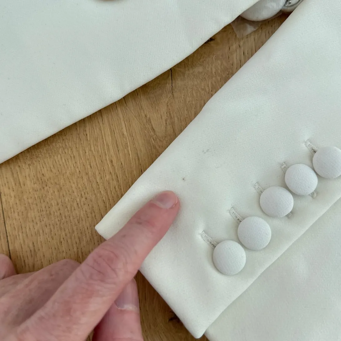 Camila Coelho Crop Blazer & Skort Set Harper Size XS Cream Off White - Image 3