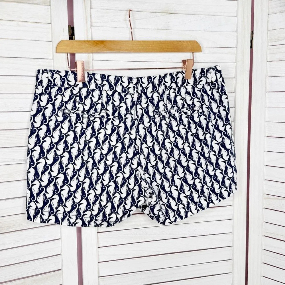 Old Navy Seahorse Print Cotton Chino‎ Shorts Blue White 10 - Image 2