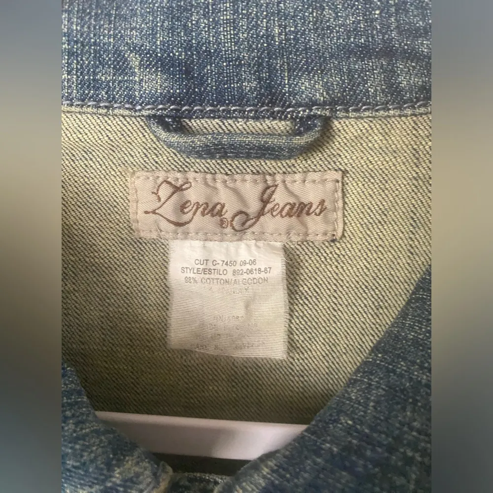 Y2K Belted Denim Jacket Y2K Women’s Sz L Minimalist Grunge VTG Moto Blue Size L - Image 3