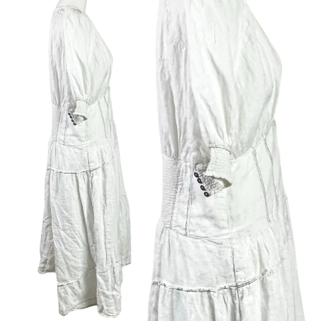 Anthropologie Ethereal Bohemian V-Neck Corset Midi Shirt Dress in White Size XL - Image 7