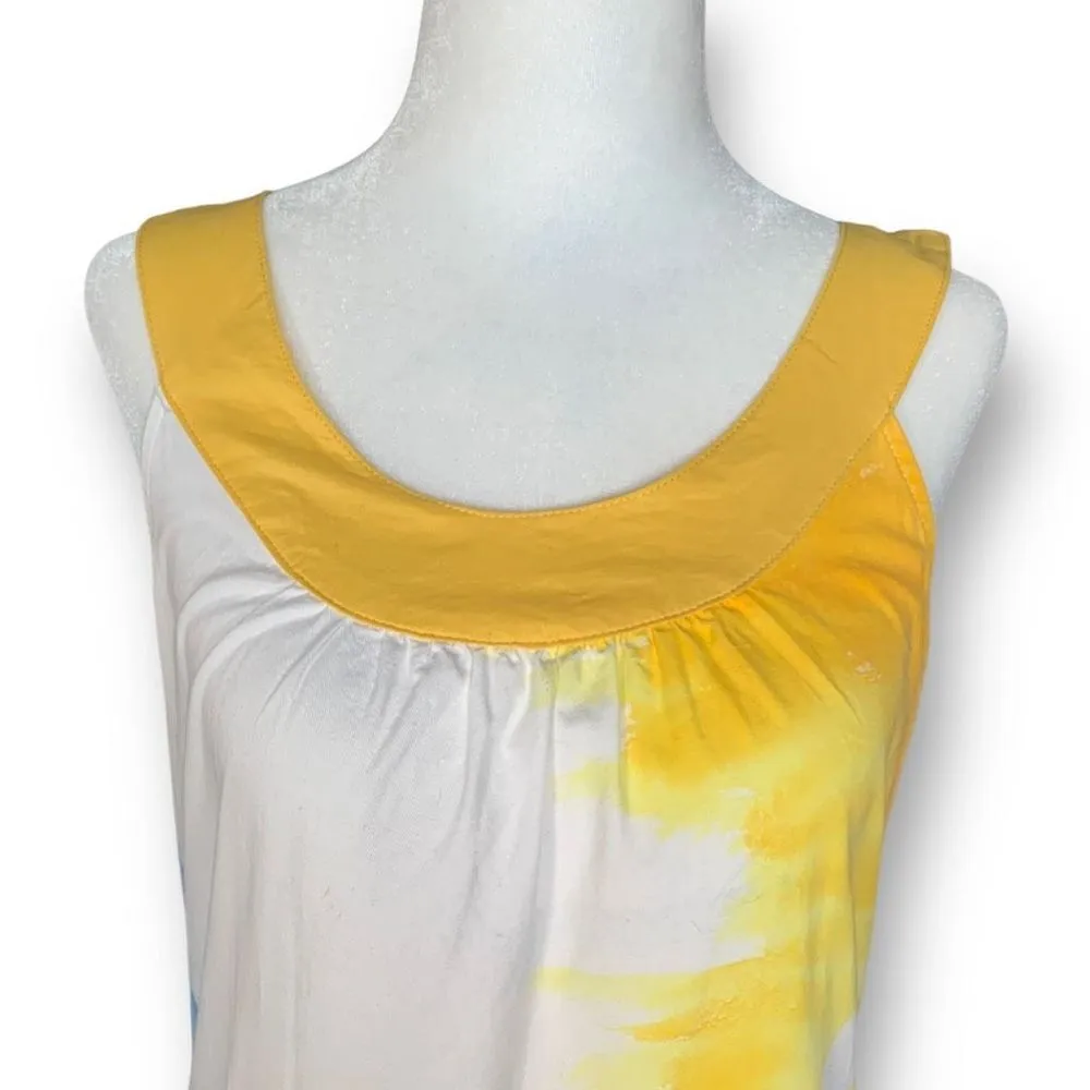 Pixie Dress White Yellow Colorful Abstract Art Sleeveless A - Image 2
