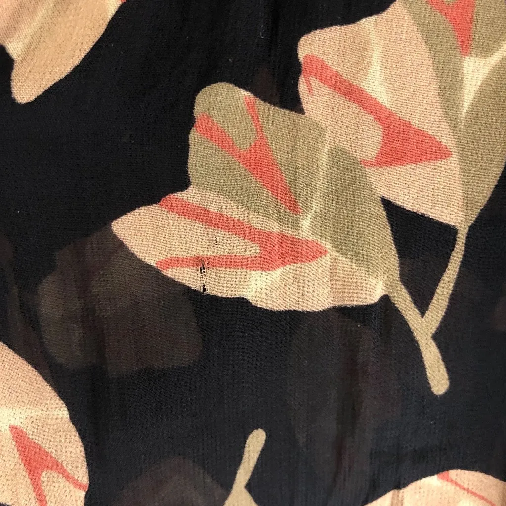 Lucky Brand Womens Top Blouse Sheer Long Sleeve Floral Black M - Image 2