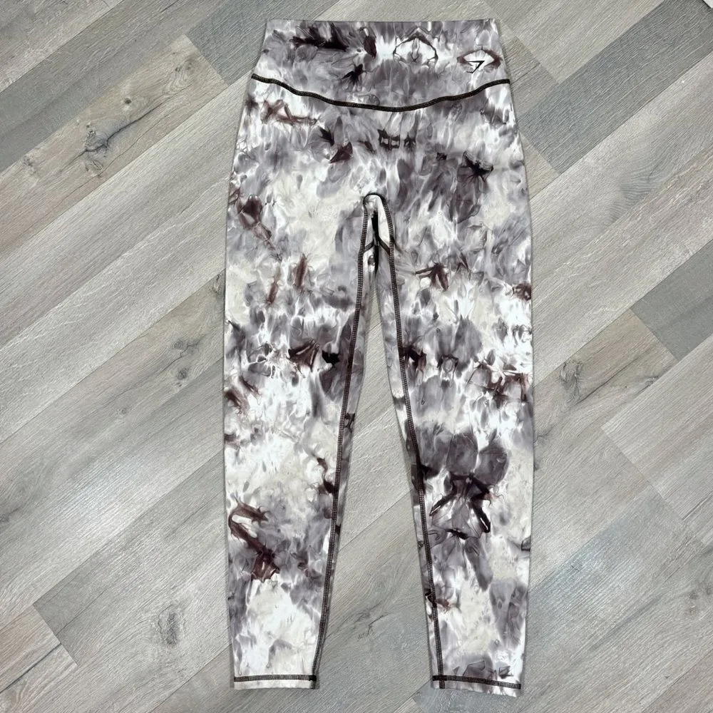 Gymshark Elevate Marble‎ Tie Dye Leggings Grey White Large - Image 4
