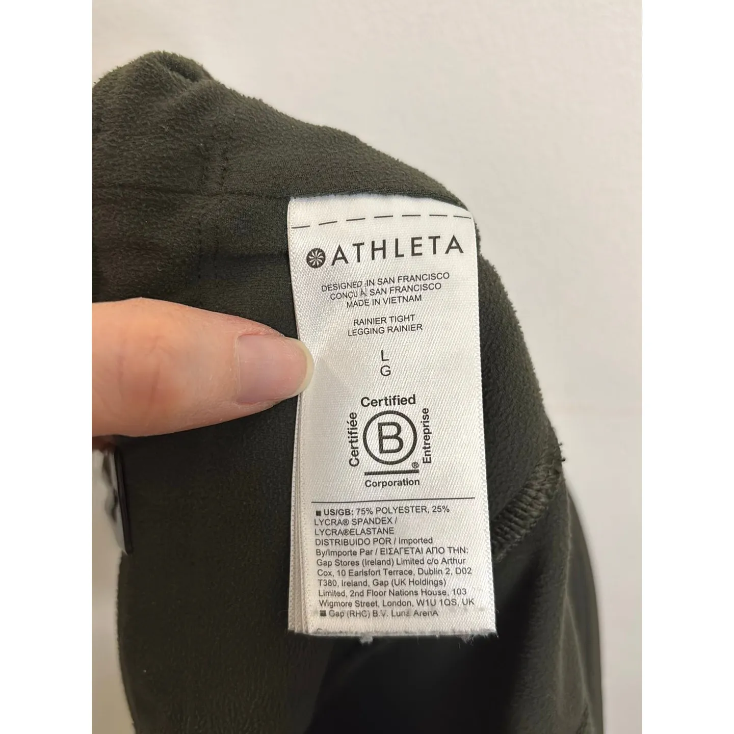 Athleta Leggings Womens Large Olive Green Rainier Tight Fleece Lined Zip Pockets - Image 4