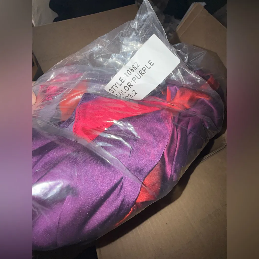 Hutch Sabina‎ Floral Tiered Plissé Gown purple brushstroke - Image 3