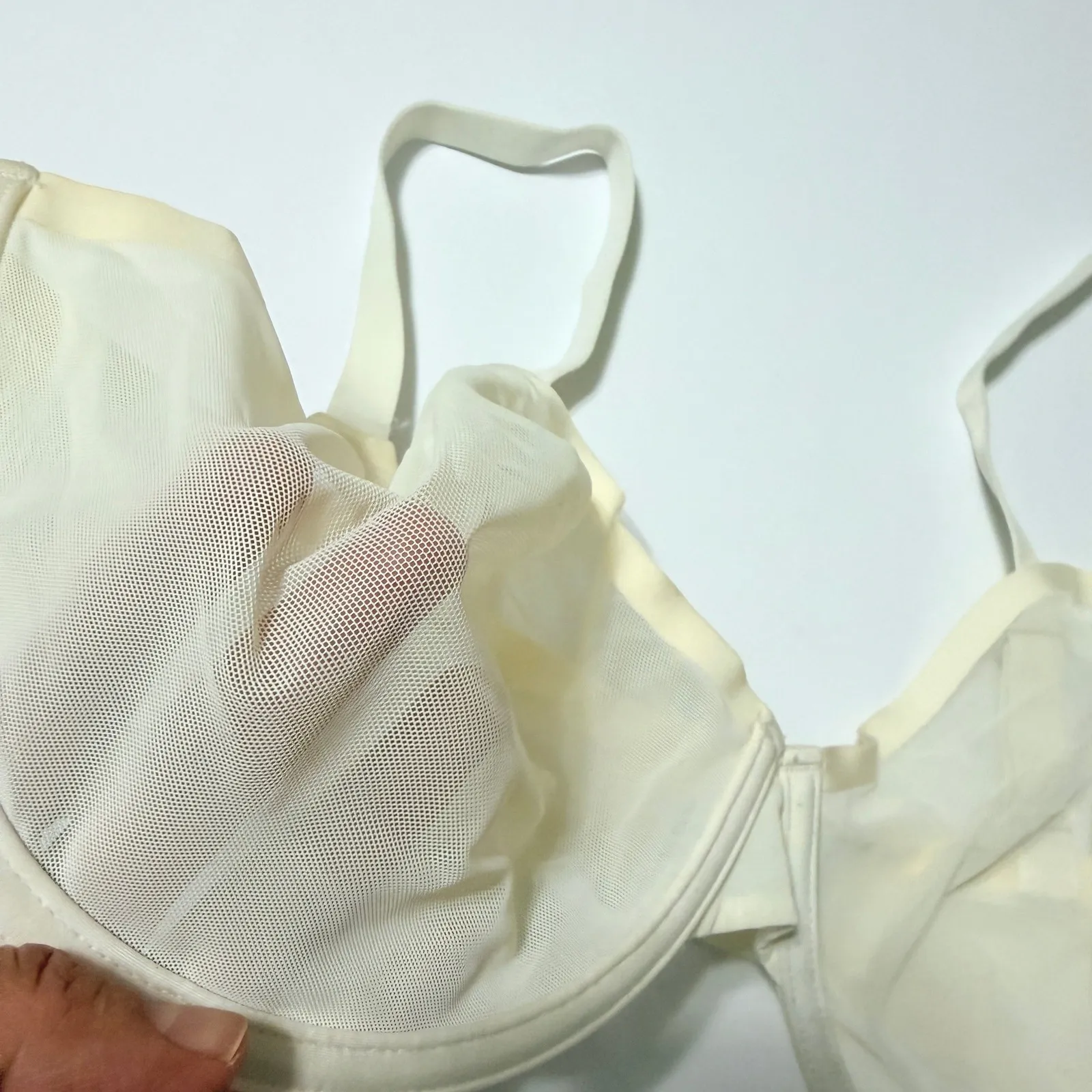 CUUP The Plunge Bra 36G (DDD) Ivory Sheer Mesh Underwire Full Coverage Size undefined - Image 5