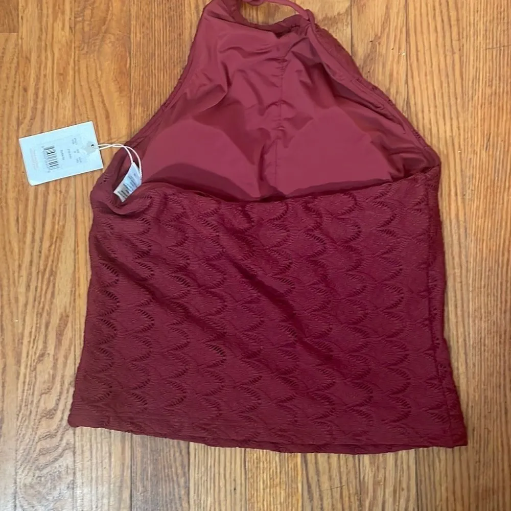Andie Bikini Set Baja Top Super High Waisted Bottom Size M Syrah Red Lace NWT - Image 12