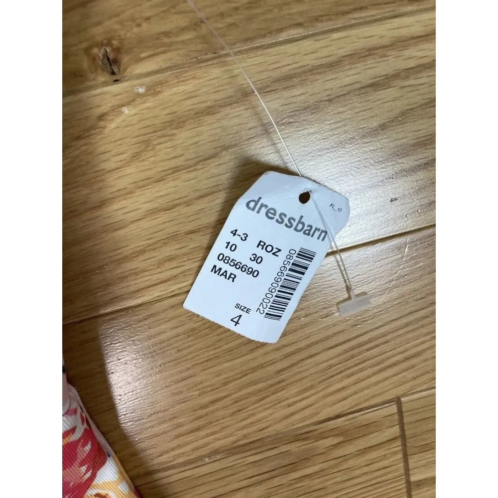 New Roz & Ali Floral Print Dress Womens 4 Pink Sleeveless Keyhole Romantic Flare - Image 6