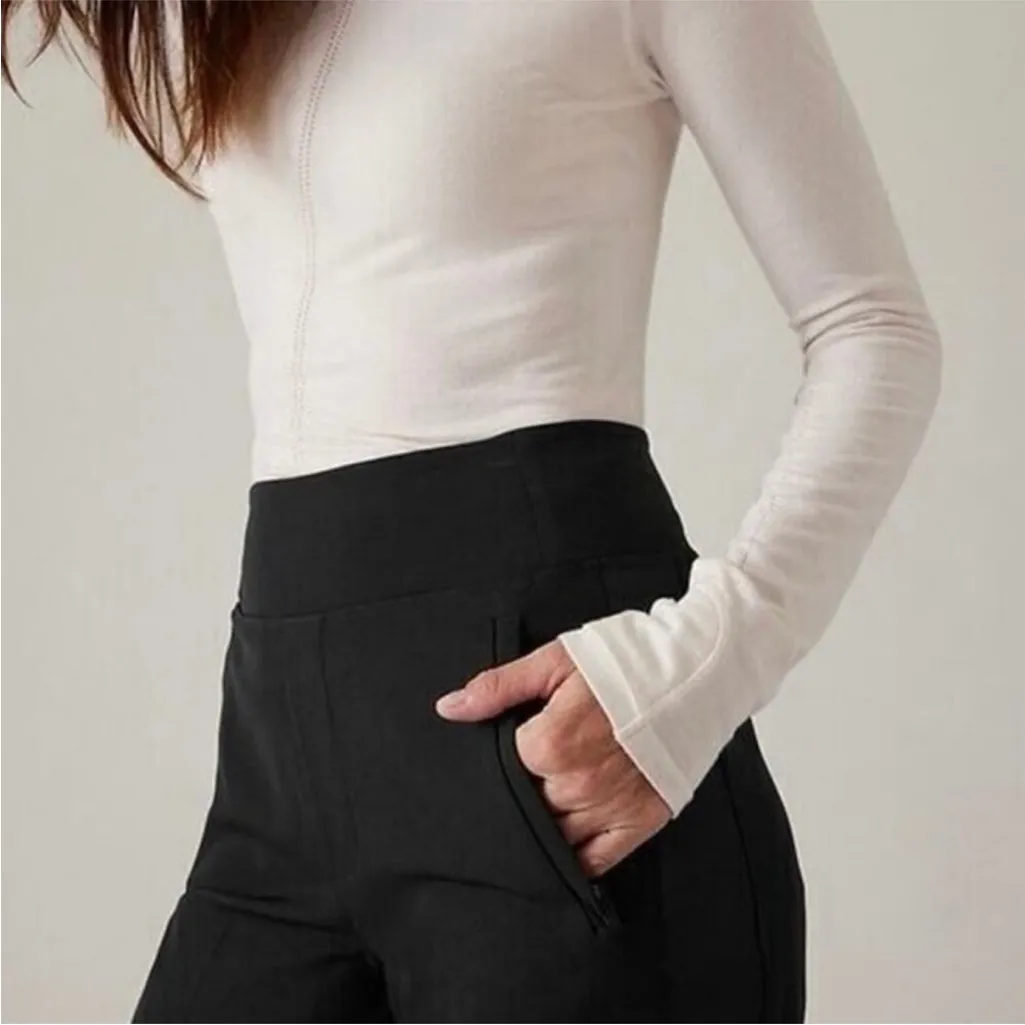 Athleta Endless High Rise Satin Side Stripe Pants | Black | 16 - Image 2