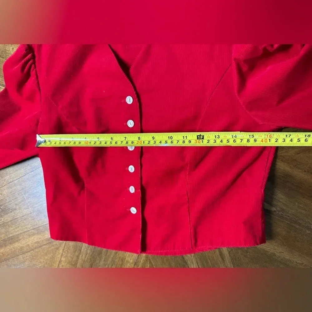 Vintage Lang Made in USA Red Corduroy Skirt Set Size 10 Cotton Poly - Image 10