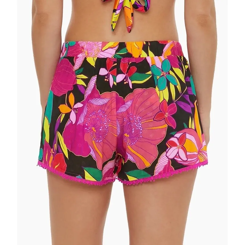 Trina Turk Solar Floral Pink Multi Casual Shorts Elastic Waist Size XL - Image 2