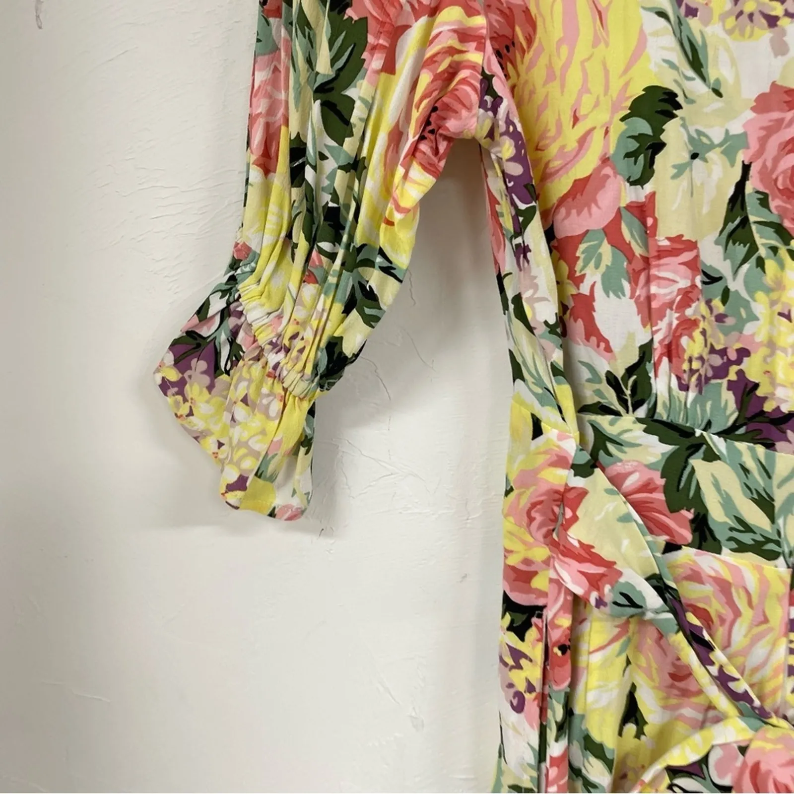 Faithfull The Brand Yellow Pink Floral Romper Womens 2 Puff Short Sleeve Ana - Image 10