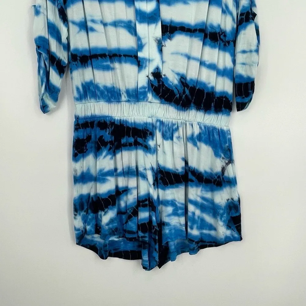 Young Fabulous & Broke Womens Blue White Tie Dye Long Sleeve Malik Romper Size M - Image 7