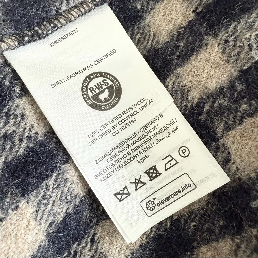 Marc O’Polo Wool Gingham Overshirt Navy Blue Cream Sz 38EU - Image 12