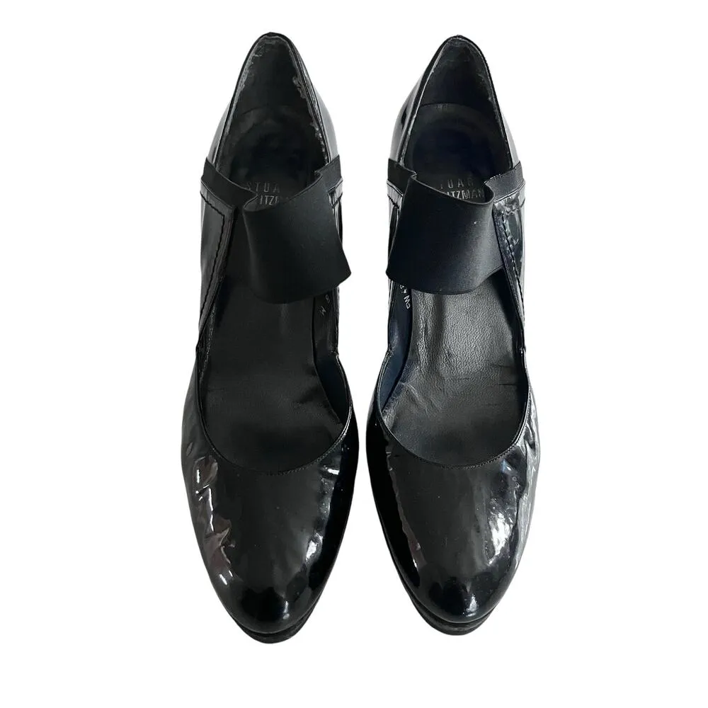 Stuart Weitzman Black Patent Leather Mary Jane Heeled Pumps Size 8M - Image 3