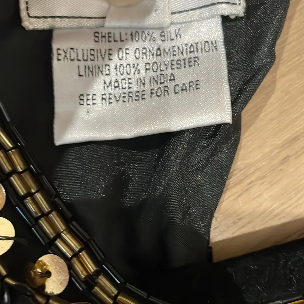 J.M.C Silk Vintage Stunning Black & Gold Beaded Sequin Sexy Evening Gown Size XL - Image 8