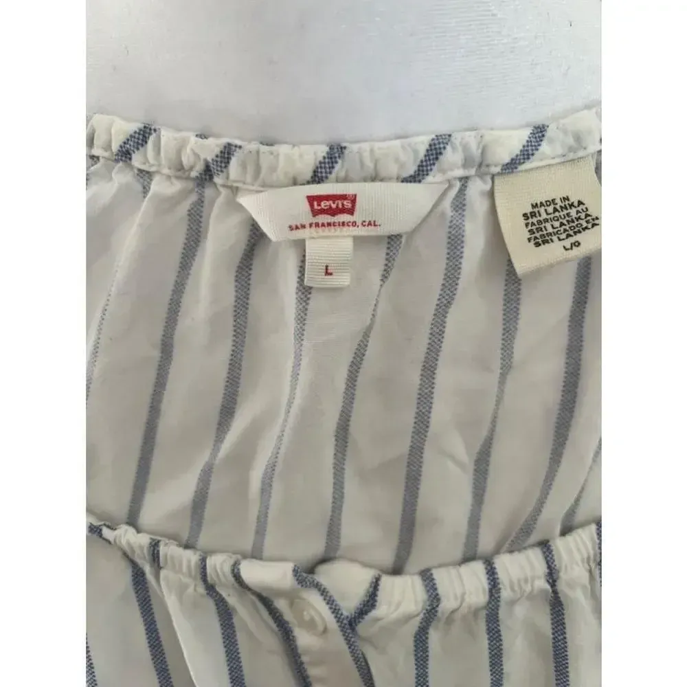 Women's Levi's‎ Off-Shoulder Blue Striped Blouse Size L - Image 6