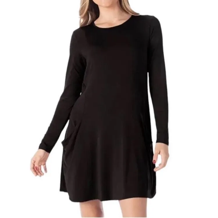 Betabrand black long sleeve pocket dress casual‎ minimalist women’s size XL - Image 2