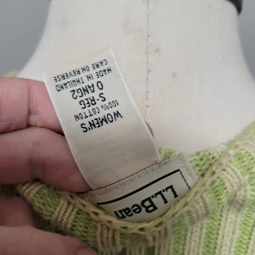 L.L. Bean green garment dyed ribbed sweater size small - Image 5