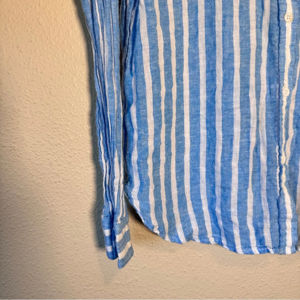 Rails Blue White Striped Linen Blend Button Down Shirt Womens S Lightweight Top - Image 2