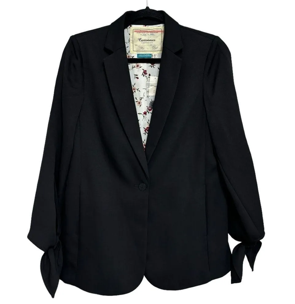 NWT Cartonnier Anthropologie Lloyd Tie Sleeve Easy Blazer in Black - Size 0 - Image 4