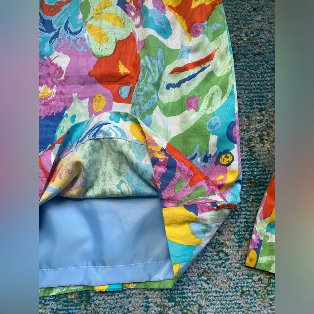 Vintage 80s Anne Crimmins for Uni Collections abstract cotton skirt suit, size 8 - Image 4