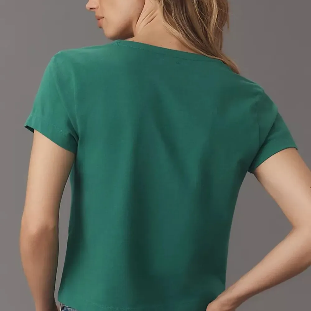 Anthropologie Maeve V Neck Short Sleeve Tee (Kelly Green) NEW - Image 2