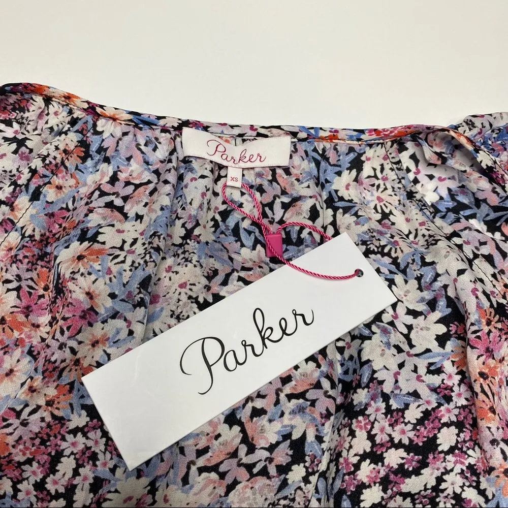 Parker Bertie Full-Sleeve Floral Silk Dress XS NWT - Image 13