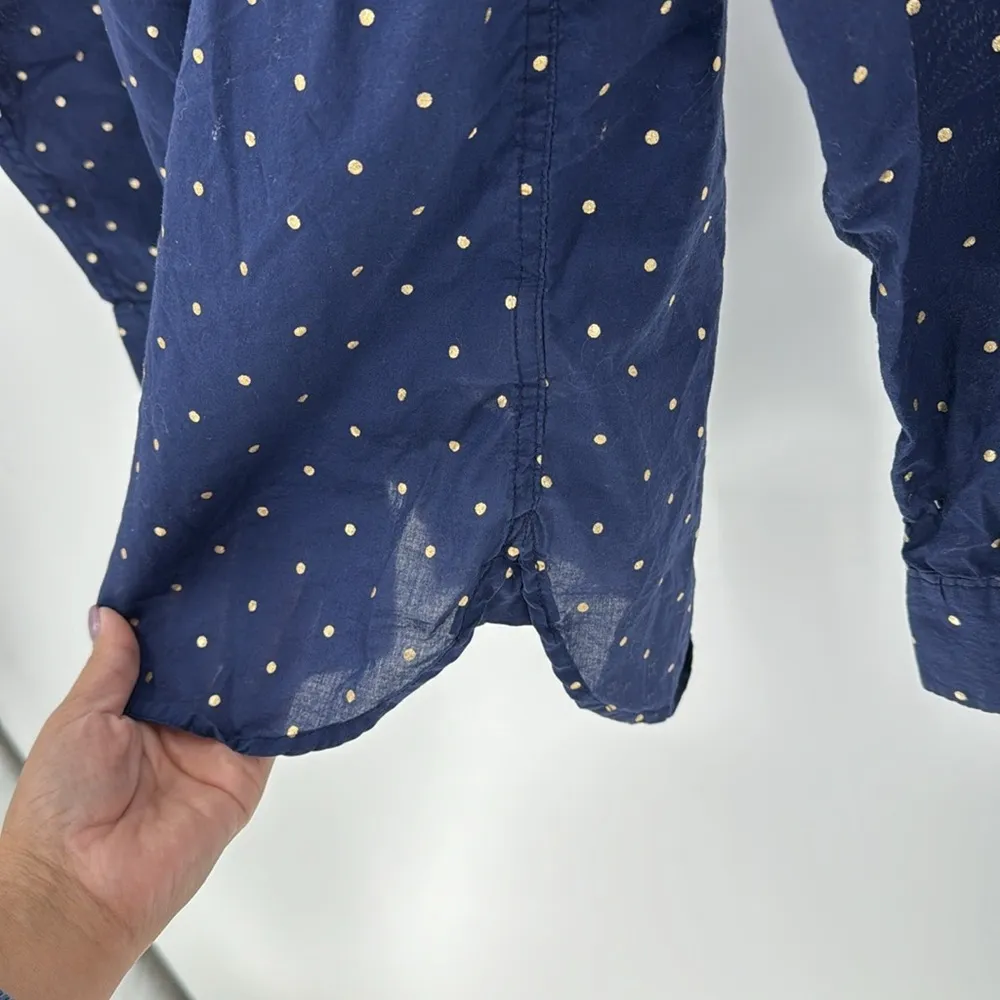 Old Navy the Classic Shirt blue gold polka dots lightweight summer versatile - Image 6