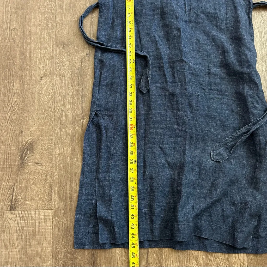 Whistles Dark Denim Easy Linen Belted Short Sleeve V Neck Shirt Dress 8 Blue - Image 11