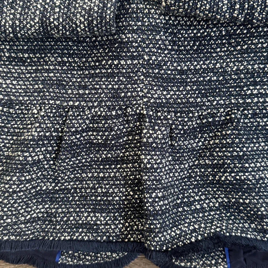 Talbots Classic Navy Textured Blazer Women’s Collarless Tweed Peplum Jacket 14 - Image 6